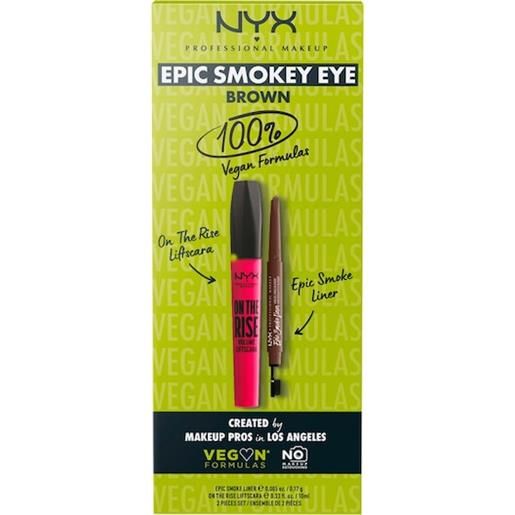 NYX Professional Makeup trucco degli occhi sopracciglia set regalo on the rise volume liftscara mascara black 10 ml + fill & fluff eyebrow pomade pencil brown 0,2 g