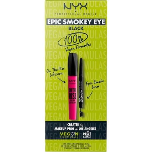 NYX Professional Makeup trucco degli occhi sopracciglia set regalo on the rise volume liftscara mascara black 10 ml + fill & fluff eyebrow pomade pencil black 0,2 g
