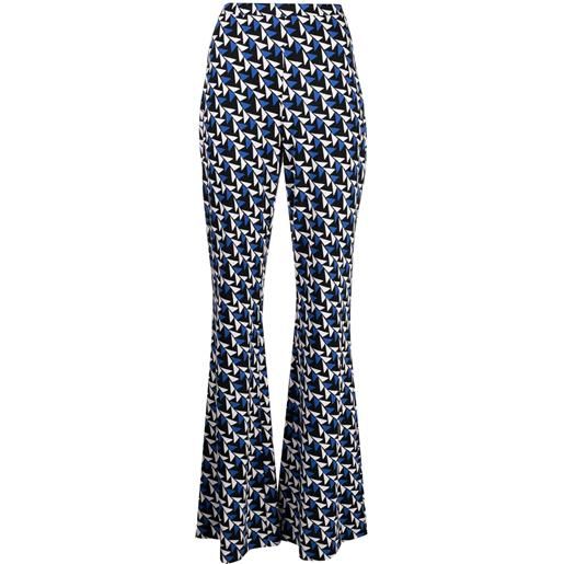 DVF Diane von Furstenberg pantaloni svasati con stampa astratta - blu