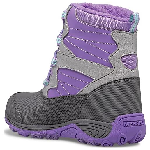 Merrell outback snow boot wtrpf, stivali da escursionismo bambine e ragazze, purple/silver, 35 eu