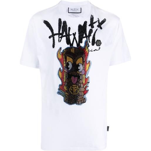 Philipp Plein t-shirt hawaii con stampa - bianco