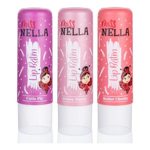 Miss nella set of 3 hypoallergenic children lip balms- honey bunny, sweet cheeks & cutie pie, non toxic make up for kids, perfect for those with sensitive skin. 