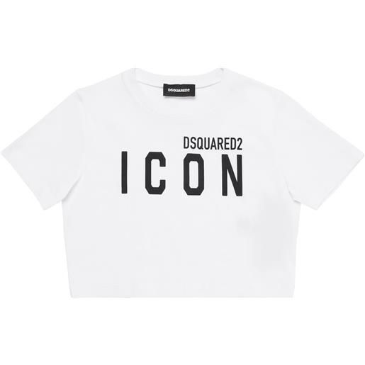 DSQUARED2 t-shirt cropped in jersey con logo