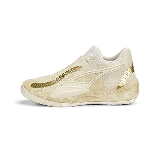 PUMA unisex adults' sport shoes rise nitro nephrite basketball shoe, frosted ivory-metallic gold, 41