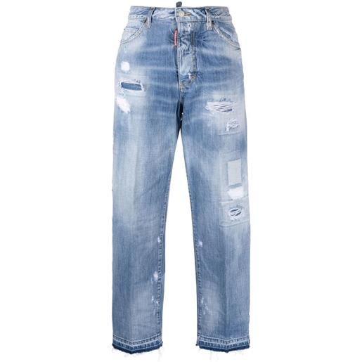 Dsquared2 jeans dritti con effetto vissuto - blu