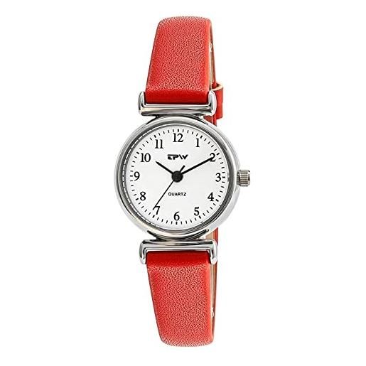 ALCENTIS - orologio al quarzo piccolo quadrante per le donne - meccanismo giapponese - cinturino in pelle - numeri arabi ad alto contrasto, bracciale rosso, cinghia