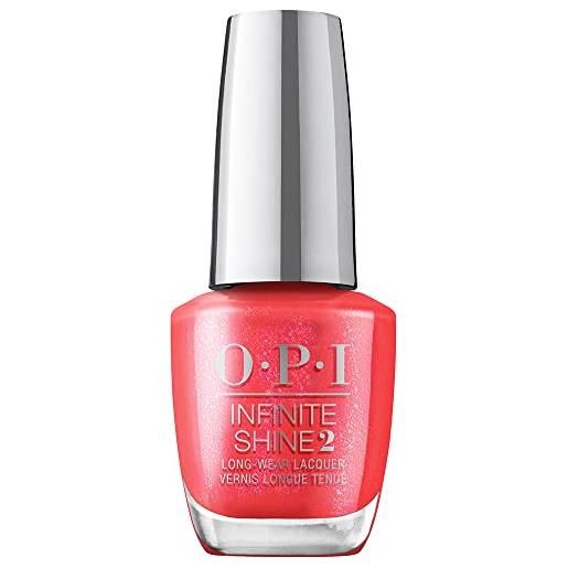Wella opi infinite shine, smalto per unghie a lunga durata, me, myself and opi spring collection, left your texts on red, rosso metallizzato, 15ml