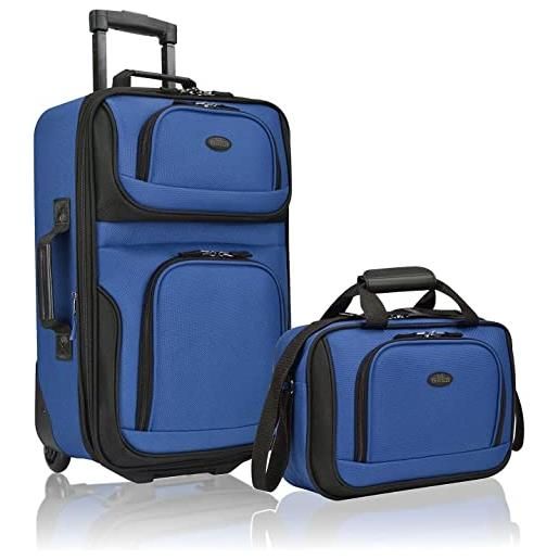 Traveler'S Choice us traveler rio - set di valigie da viaggio in tessuto robusto espandibile, blu reale, taglia unica, rio robusto tessuto bagagli