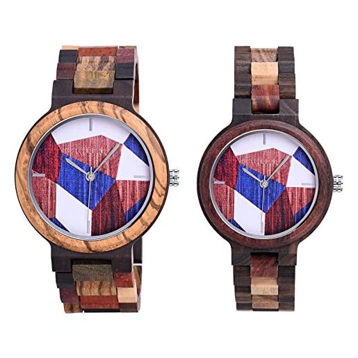 SUPBRO orologio da uomo e donne in legno orologio di legno con movimento al quarzo giapponese, con cinturino regolabile