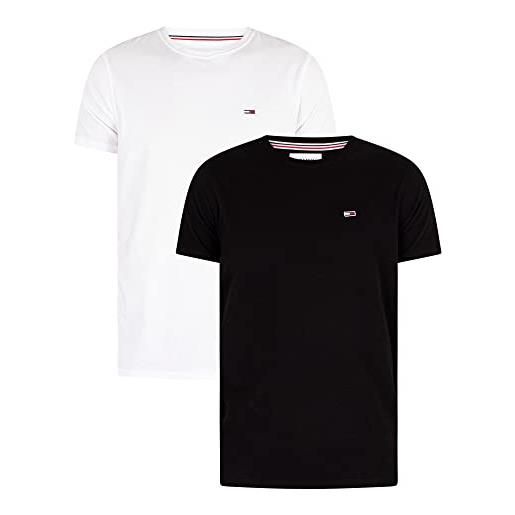 Tommy Jeans t-shirt uomo maniche corte tjm slim slim fit, bianco (white/black), m
