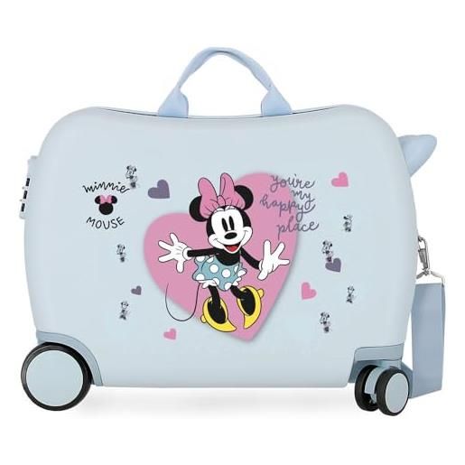 Disney minnie il mio posto felice valigia per bambini blu 50x39x20 cm abs rigido chiusura a combinazione laterale 34l 1,8 kg 4 ruote bagaglio a mano