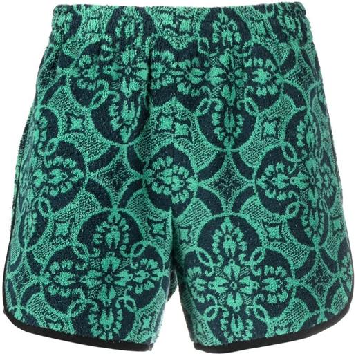 Marine Serre shorts sportivi oriental towels - verde