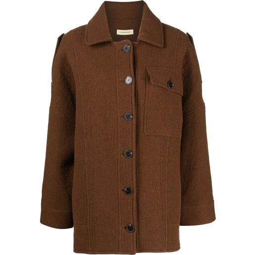 0711 oversized shirt jacket - marrone