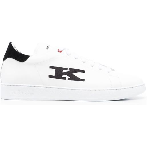 Kiton sneakers con ricamo monogramma - bianco