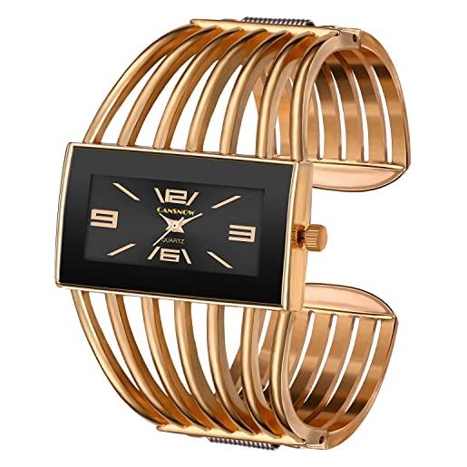 SIBOSUN orologio da donna, orologio da donna con bracciale in oro rosa orologio da donna con quadrante rettangolare hollow quartz classic luxury ladies watch - oro rosa