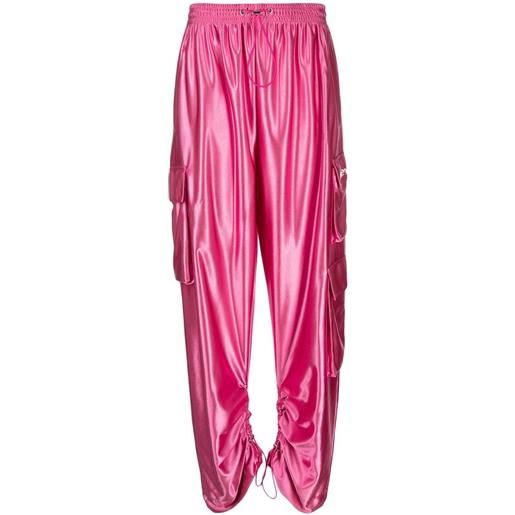 Khrisjoy pantaloni dritti metallizzati con tasche - rosa