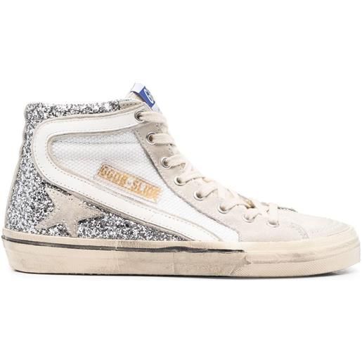 Golden Goose sneakers alte con glitter - argento