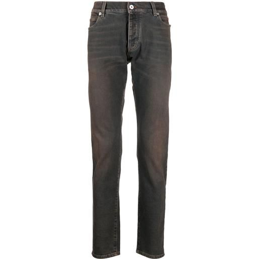 Balmain jeans slim con effetto vissuto - marrone