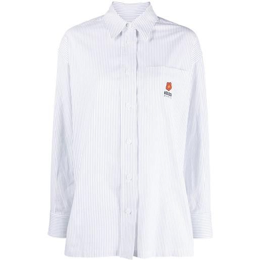 Kenzo camicia gessata con ricamo - bianco
