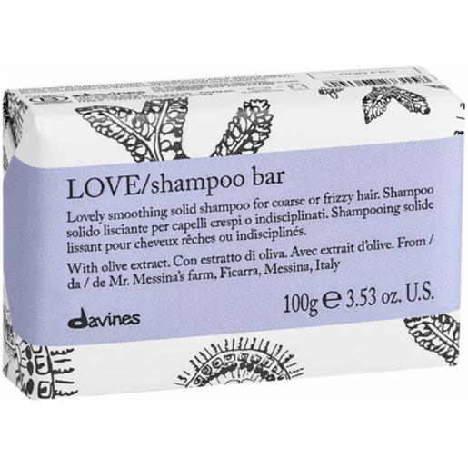 Davines love smooth shampoo bar 100g - shampoo solido lisciante anti-crespo capelli ribelli indisciplinati