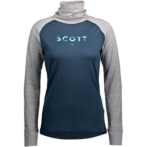Scott defined merino high neck long sleeve t-shirt blu, grigio xs donna