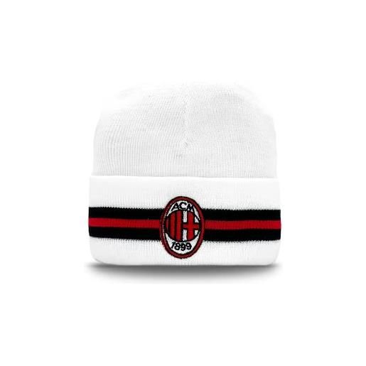 AC Milan cappellino invernale con logo ricamato sulla ribalta, bianco, nero, rosso, acrilico, unisex, adulto, taglia unica