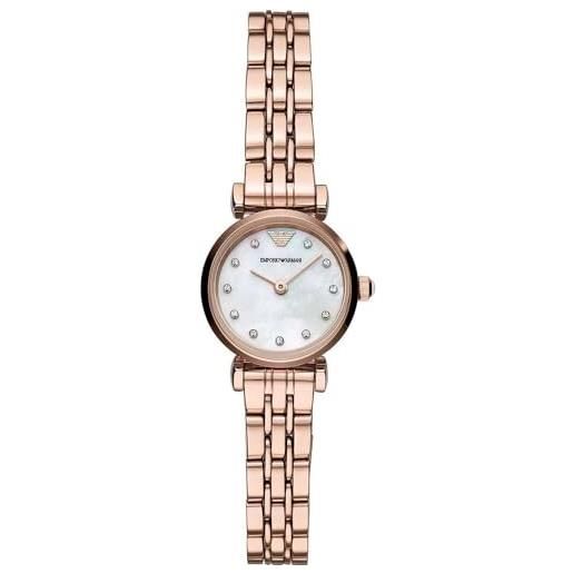 Emporio Armani orologio da donna, movimento a due lancette, cassa in acciaio inossidabile oro rosa da 22 mm con bracciale in acciaio inossidabile, ar11203