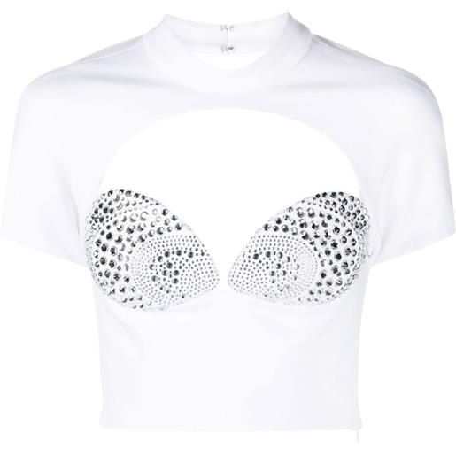 AREA t-shirt mussel cup con decorazione di cristalli - white