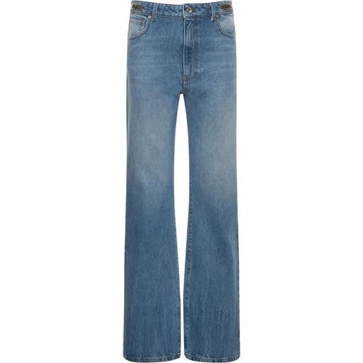 RABANNE jeans vita alta in denim con decorazioni