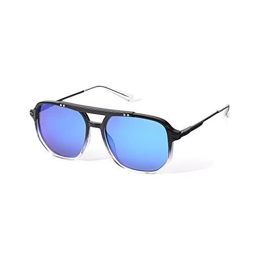 SODQW occhiali da sole polarizzati da uomo e donna, lenti a specchio oversize uv400 protezione da pilota con doppio ponte, 54 mm