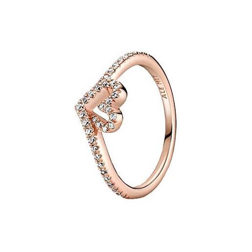 PANDORA anello da donna sparkling wishbone heart 189302c01, metallo prezioso, zircone cubico