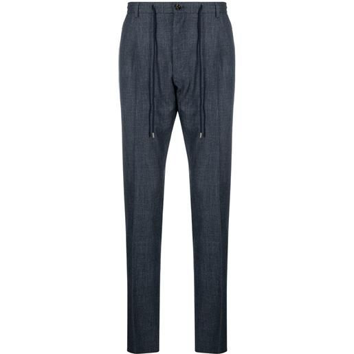 Moorer pantaloni crop con coulisse - blu