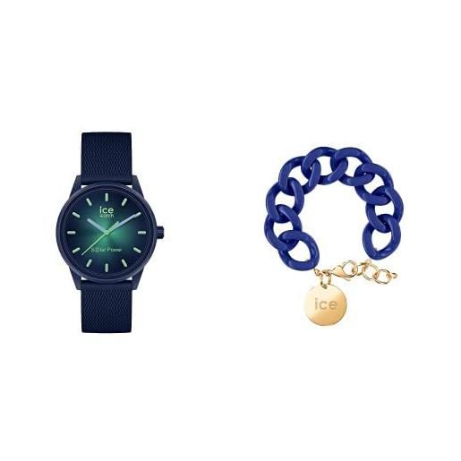 ICE-WATCH orologio elegante 019033 + ice - jewellery - chain bracelet - lazuli blue - gold - bracciale in maglia blu xl da donna con medaglia d'oro (020921)