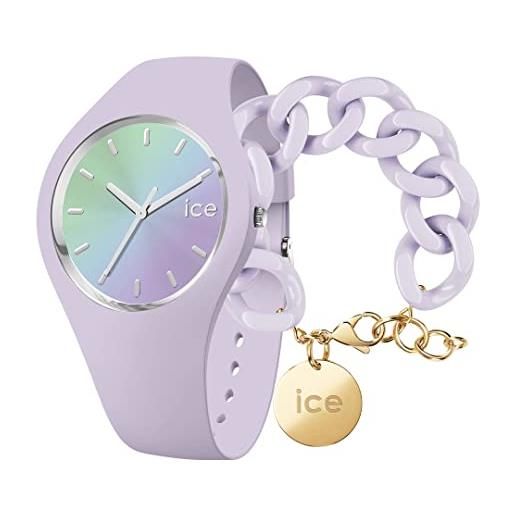 ICE-WATCH analogico ic020640 + chain bracelet - lavender - bracciale in maglia malva xl da donna con medaglia d'oro (020351)