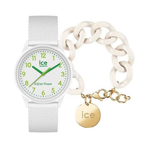 ICE-WATCH orologio analogueico quarzo donna con cinturino in silicone 018739 + chain bracelet - almond skin - bracciale in maglia bianca xl da donna con medaglia d'oro (020353)