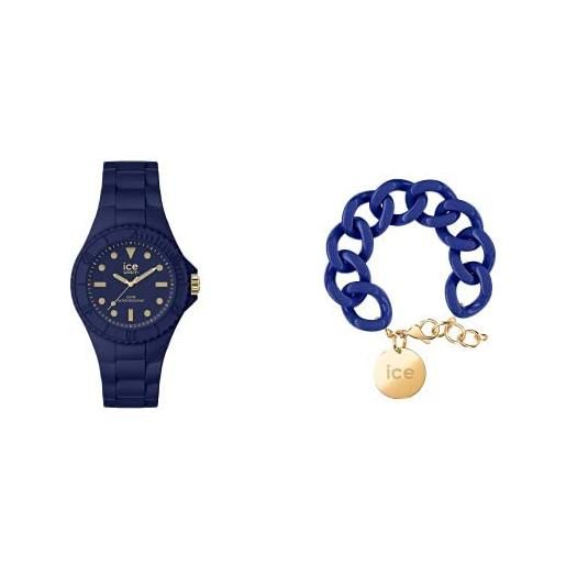 ICE-WATCH, ice generation twilight, orologio blu da donna con cinturino in silicone, 019892, piccolo +- lazuli blue - gold - bracciale in maglia blu xl da donna con medaglia d'oro (020921)