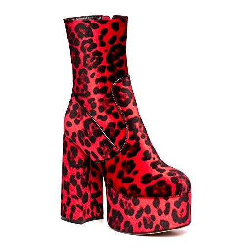 LAMODA adore you leopard extreme, stivale alla caviglia donna, red leo, 37 eu
