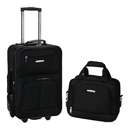 Rockland set di bagagli verticali softside moda, nero, 2-piece set (14/19), set di valigie