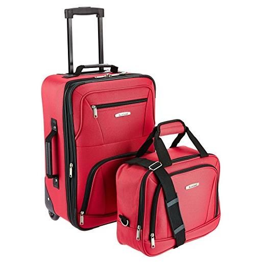Rockland set di bagagli verticali softside di modo, rosso, taglia unica, set di bagagli verticali softside di modo