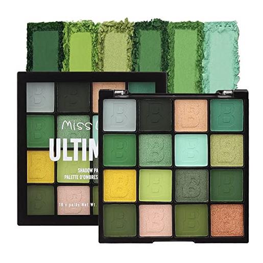 ZDHSOY palette di ombretti verdi opachi in 16 colori, impermeabili, verde chiaro, luccicanti, verde scuro, giallo lucido, trucco occhi marroni glitterati (verde)