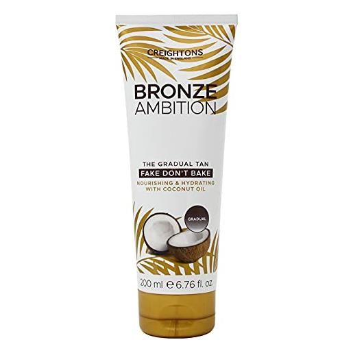 Creightons Bronze Ambition fake don't bake - abbronzatura graduale (200 ml) - miscelato con olio di cocco. Si scioglie nella pelle fornendo un'abbronzatura naturale, di lunga durata e senza striature. 