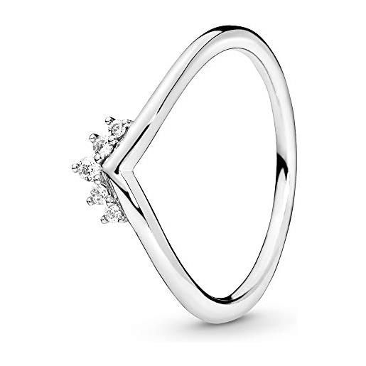 Pandora anello wishbone con tiara in argento sterling con zirconia cubica trasparente, 48
