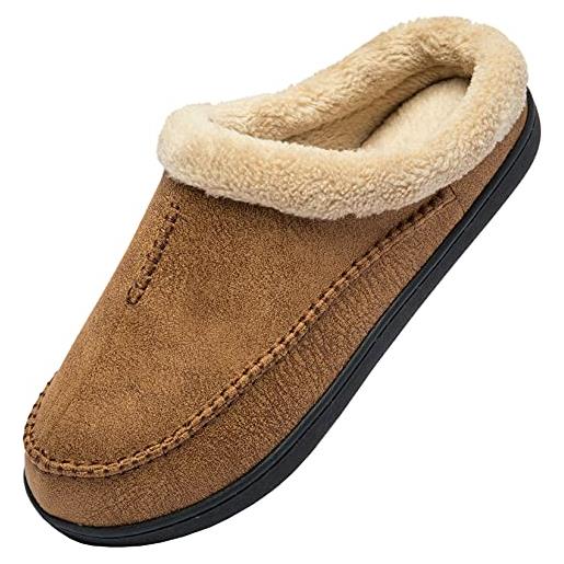 Mishansha Pantofole Donna Uomo Ciabatte da Casa Calde e Comode Pantofole in  Memory Foam Morbide e Antiscivolo Scarpe Inverno con Suola in Gomma Dura 