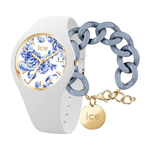 ICE-WATCH orologio elegante 019226 + chain bracelet - artic blue - bracciale in maglia blu xl da donna con medaglia d'oro (020356)