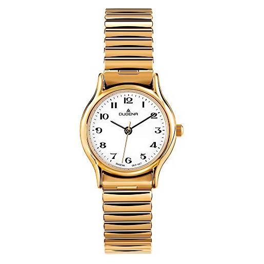 Dugena 4460535 - orologio da polso da donna, cinturino in rivestito in acciaio inox colore oro