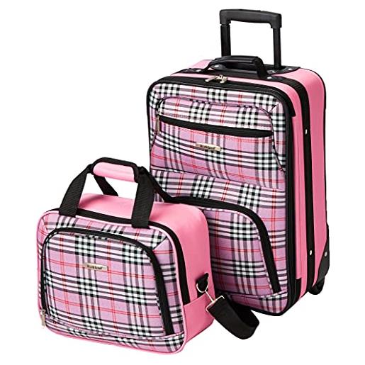 Rockland set di bagagli verticali softside di modo, croce rosa. , taglia unica, set di bagagli verticali softside di modo