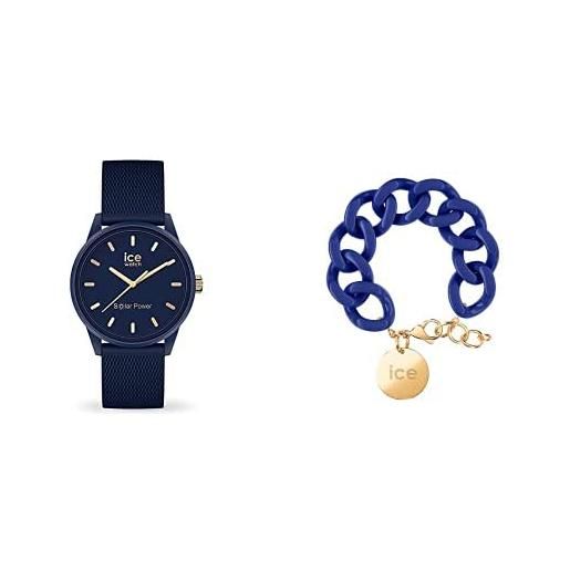 ICE-WATCH orologio elegante 018744 + ice - jewellery - chain bracelet - lazuli blue - gold - bracciale in maglia blu xl da donna con medaglia d'oro (020921)