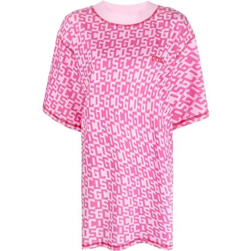 Gcds abito modello t-shirt con stampa - rosa