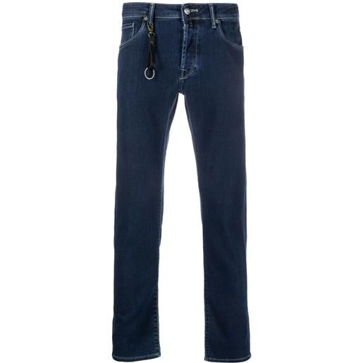 Incotex jeans slim con applicazione - blu