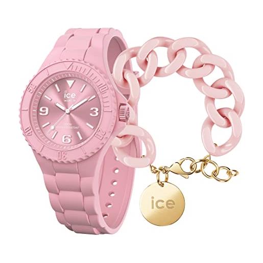 ICE-WATCH generation ballerina orologio rosa da donna con cinturino in silicone, 019148 (small) + chain bracelet - pink lady - bracciale in maglia rosa xl da donna con medaglia d'oro (020358)